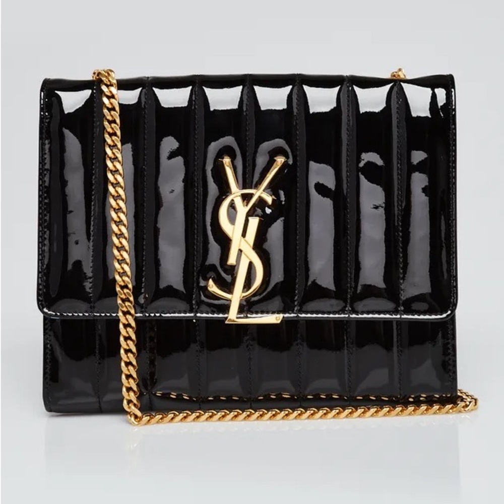 Yves Saint Laurent Black and Gold Vicky Crossbody Bag